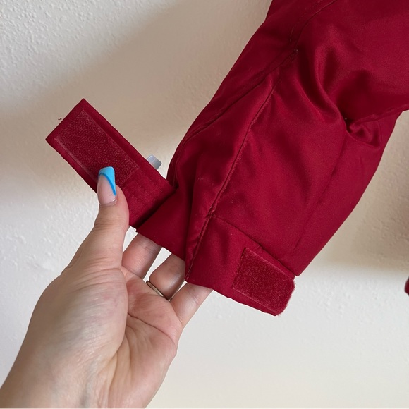 LAUREN RALPH LAUREN Red Down Fill Faux Fur Hood Cinch Waist Puffer Winter Jacket - Picture 11 of 14